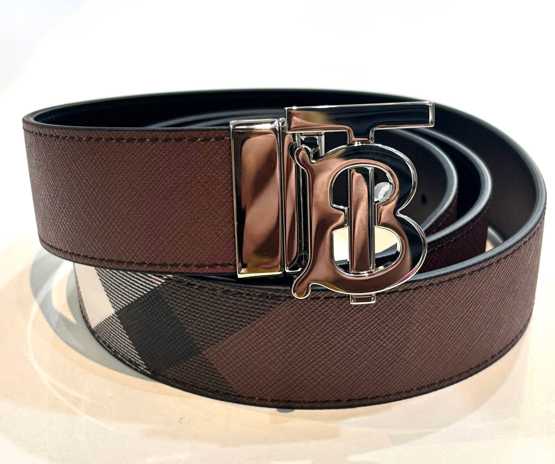 BURBERRY SAFFIANO REVERSIBLE CHECK LEATHER BELT