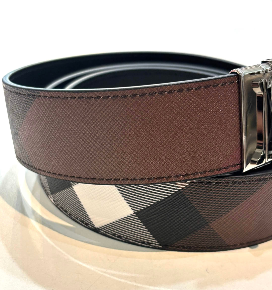 BURBERRY SAFFIANO REVERSIBLE CHECK LEATHER BELT