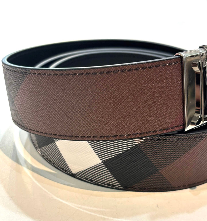 BURBERRY SAFFIANO REVERSIBLE CHECK LEATHER BELT