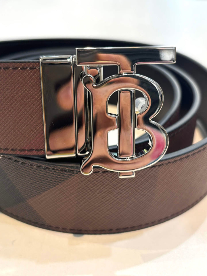 BURBERRY SAFFIANO REVERSIBLE CHECK LEATHER BELT