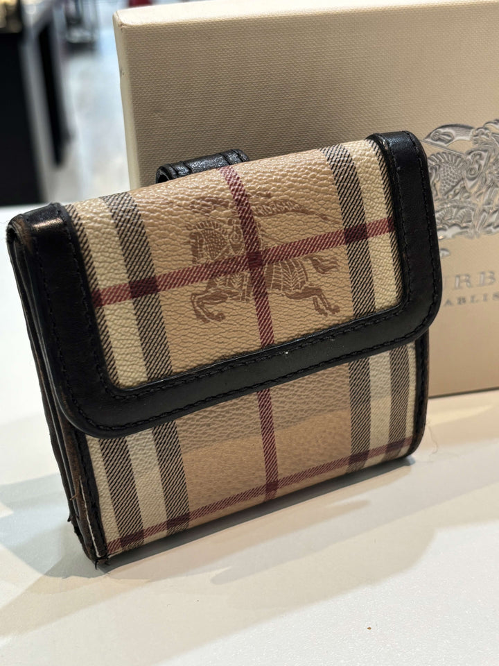 BURBERRY HAYMARKET CHECK EKD BI-FOLD COMPACT WALLET