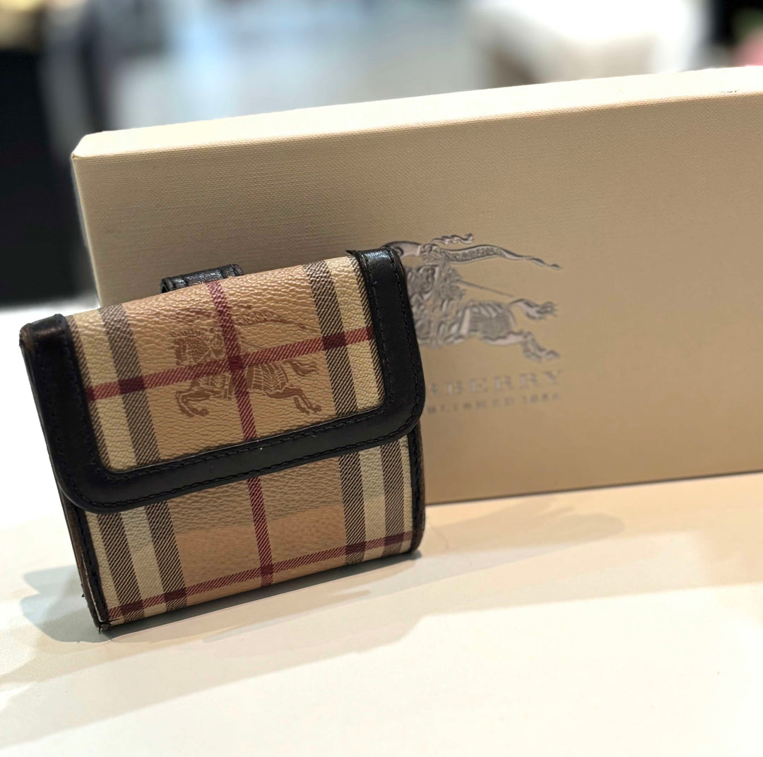 BURBERRY HAYMARKET CHECK EKD BI-FOLD COMPACT WALLET