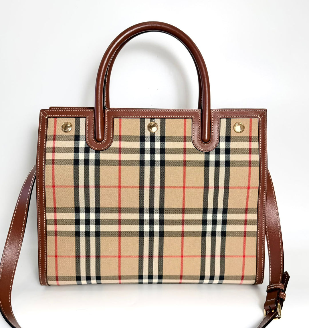 BURBERRY TITLE CHECK TOTE BAG