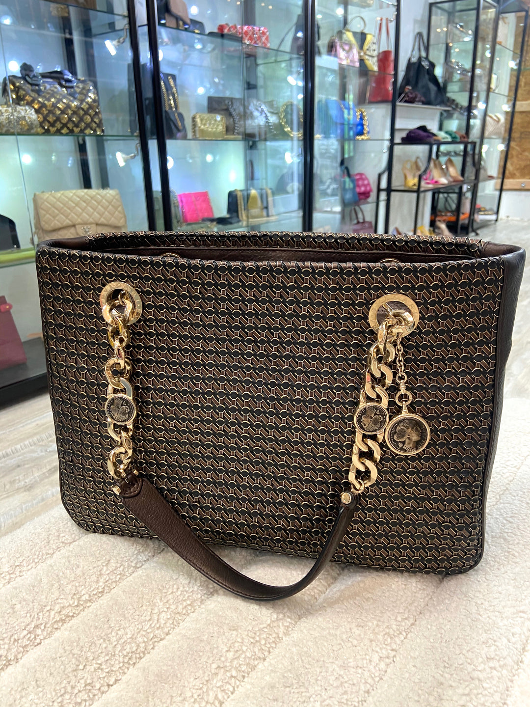 バッグ BVLGARI / Structured Leather Tote Bag Bvlgari Bvlgari Bvlgari Tote Bag Black Gold | eLADY Globazone