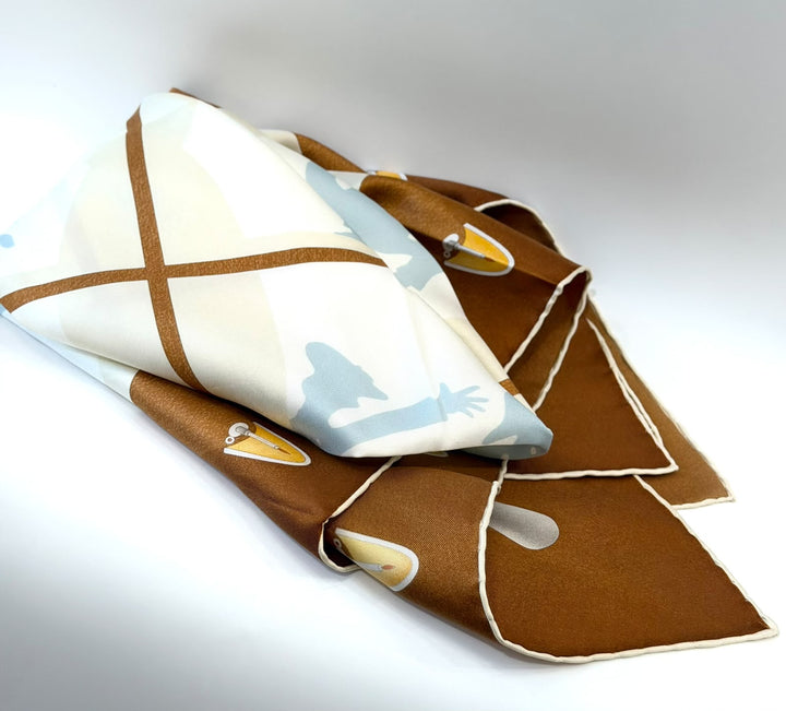 BVLGARI SILK MULTICOLOR PATTERNED SCARF