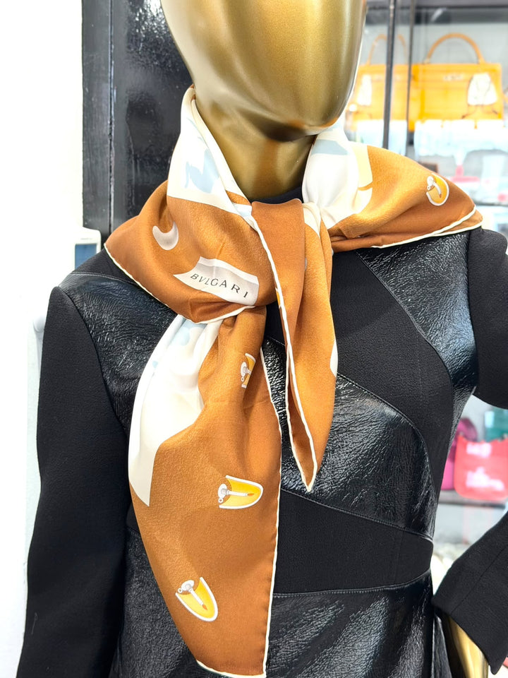 BVLGARI SILK MULTICOLOR PATTERNED SCARF