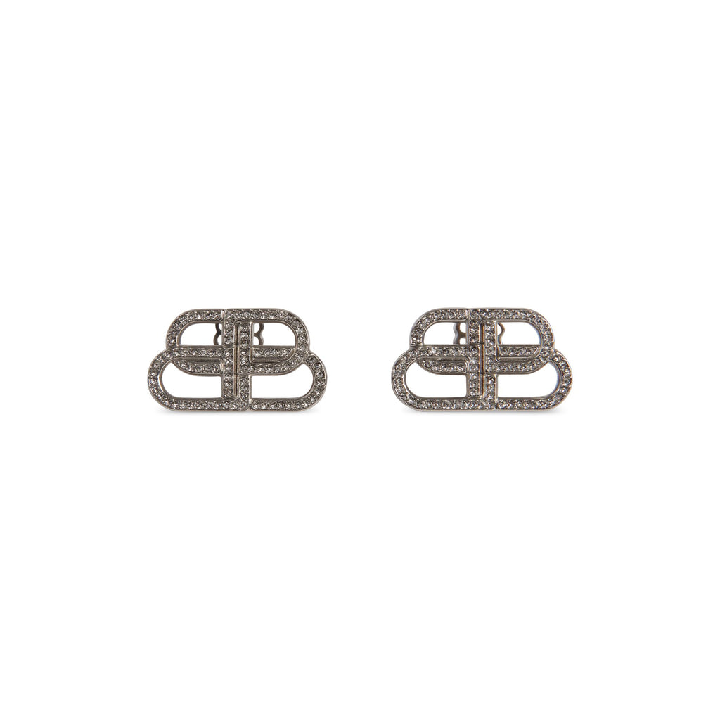 【BALENCIAGA】BB LOGO STUD（訳あり） BALENCIAGA BB SMALL STUD EARRINGS IN CRYSTAL/SILVER – Caroline's