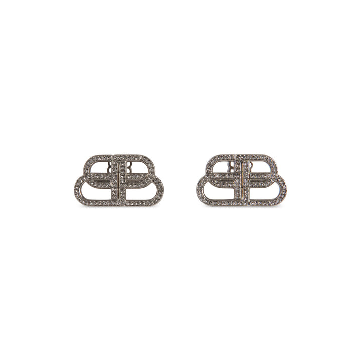 BALENCIAGA BB SMALL STUD EARRINGS IN CRYSTAL/SILVER – Caroline's