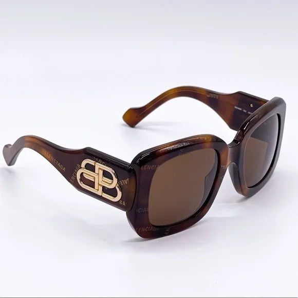 BALENCIAGA HAVANA RECTANGLE SUNGLASSES BB0069S