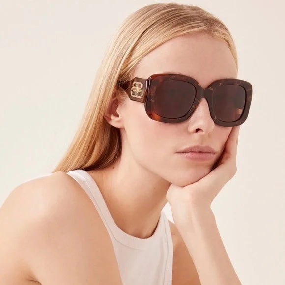 BALENCIAGA HAVANA RECTANGLE SUNGLASSES BB0069S
