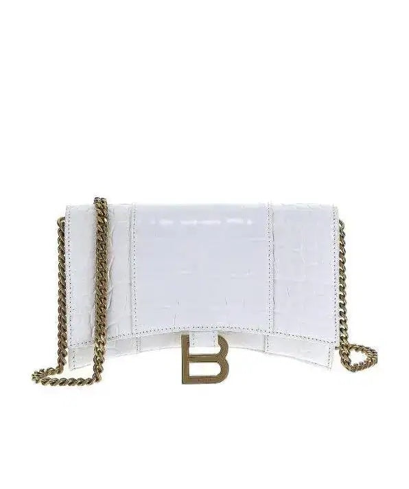 BALENCIAGA CROC EMBOSSED LEATHER HOURGLASS WALLET ON CHAIN