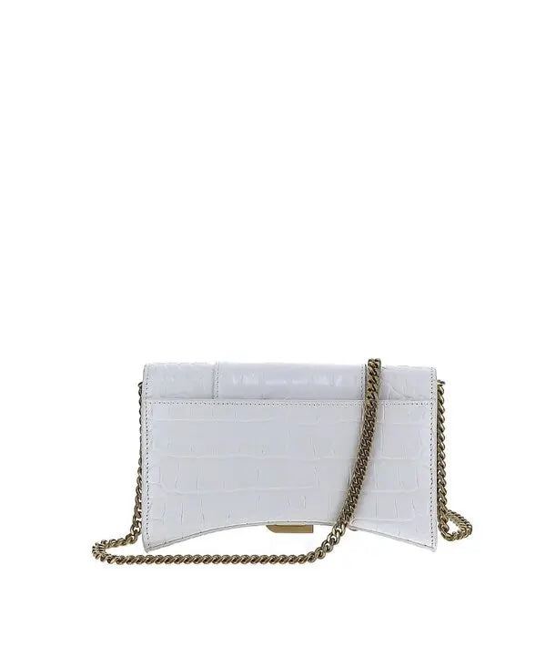 BALENCIAGA CROC EMBOSSED LEATHER HOURGLASS WALLET ON CHAIN