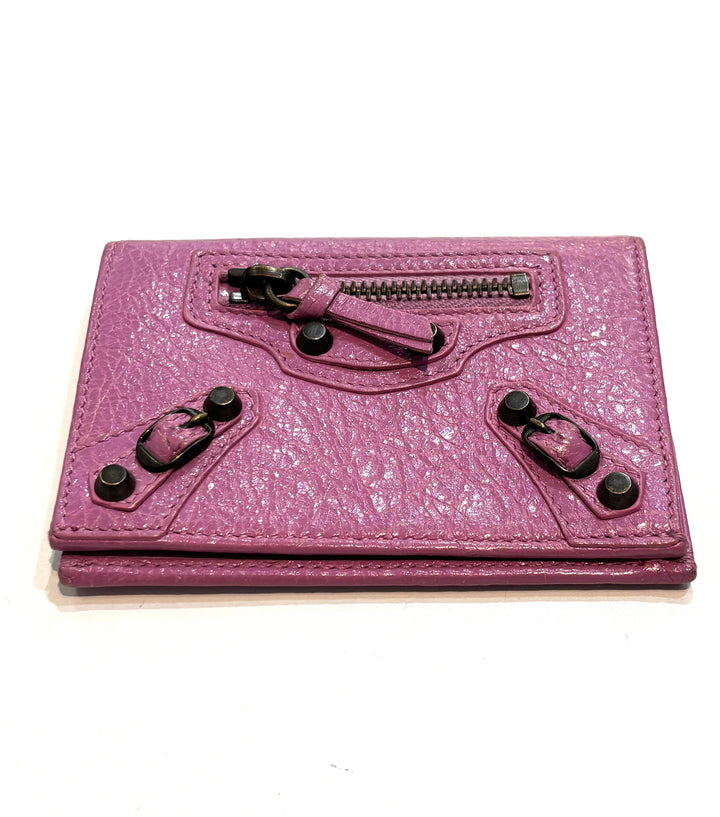 BALENCIAGA LE CITY MOTOCROSS BIFOLD LAMBSKIN LEATHER WALLET
