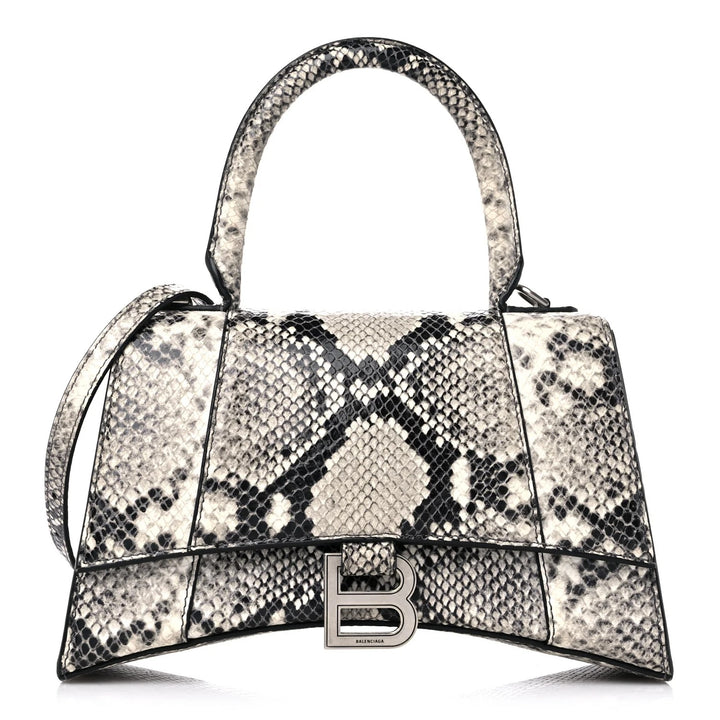 BALENCIAGA HOURGLASS SMALL SNAKE EMBOSSED TOP HANDLE BAG