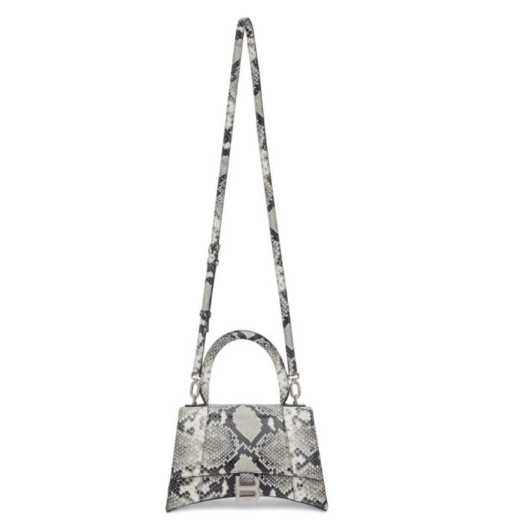 BALENCIAGA HOURGLASS SMALL SNAKE EMBOSSED TOP HANDLE BAG