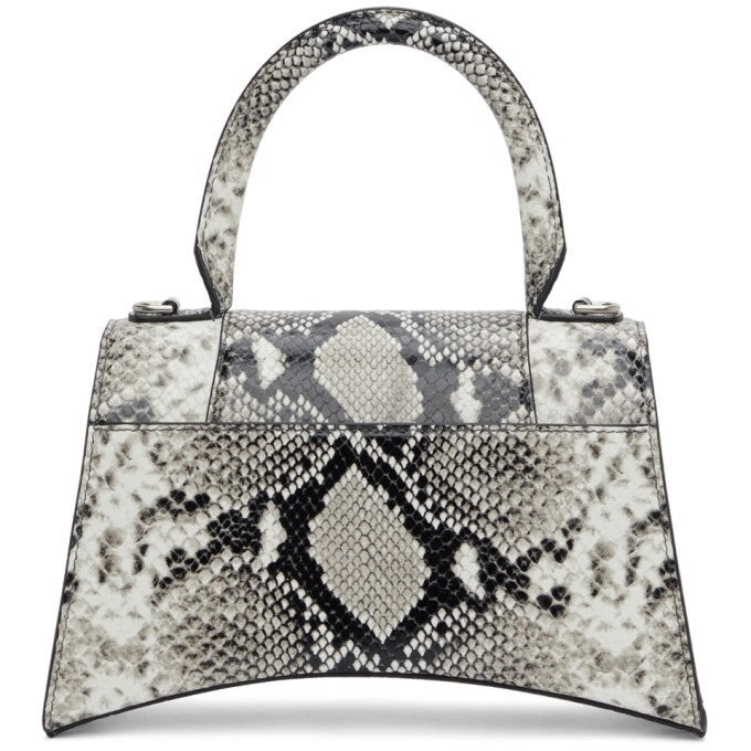 BALENCIAGA HOURGLASS SMALL SNAKE EMBOSSED TOP HANDLE BAG