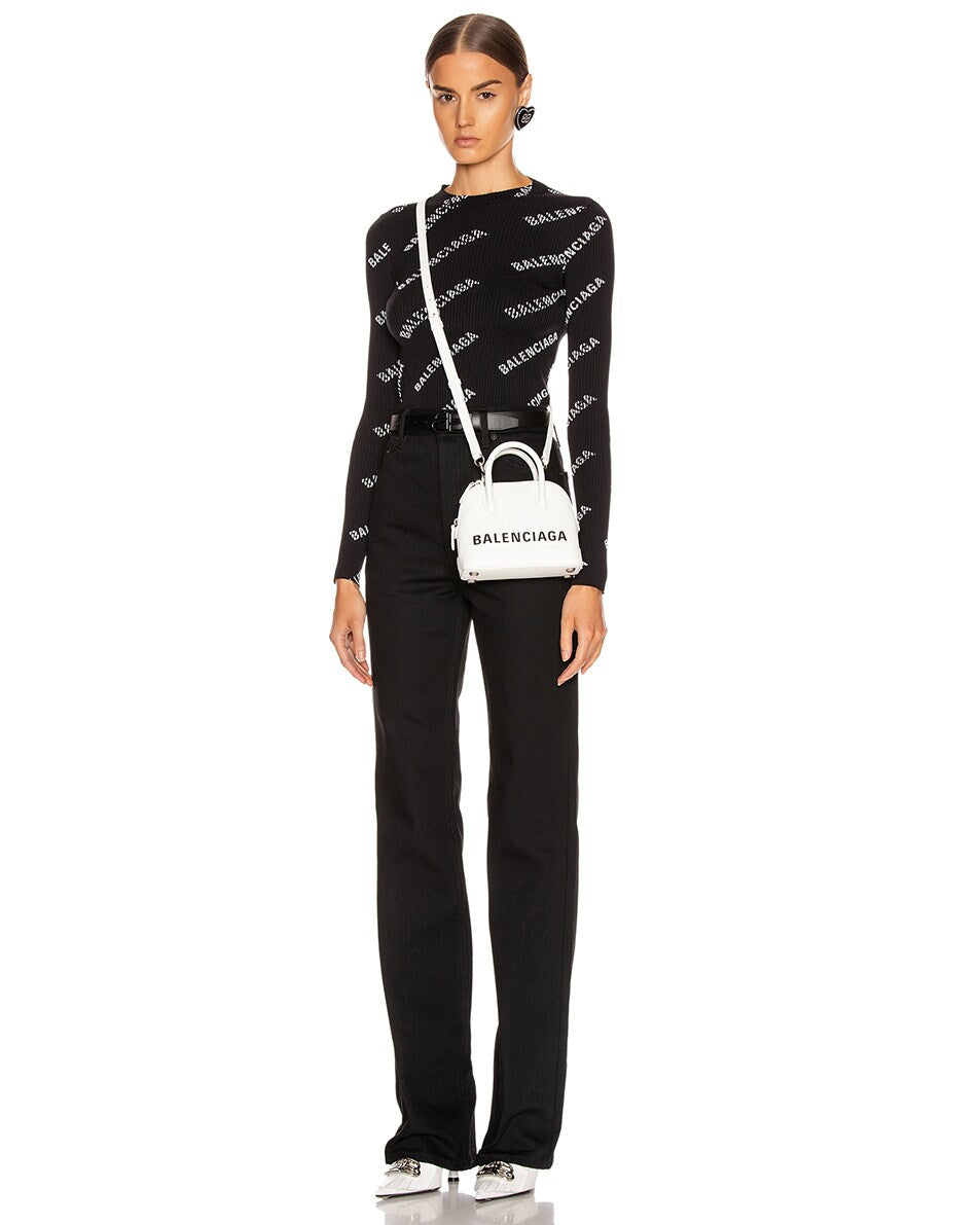 BALENCIAGA GRAINED CALFSKIN LEATHER MINI VILLE BAG