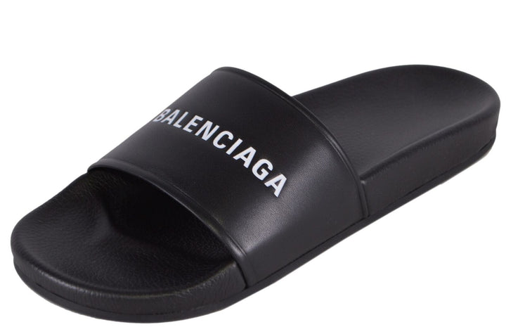 BALENCIAGA PRINTED LOGO RUBBER POOL SLIDES