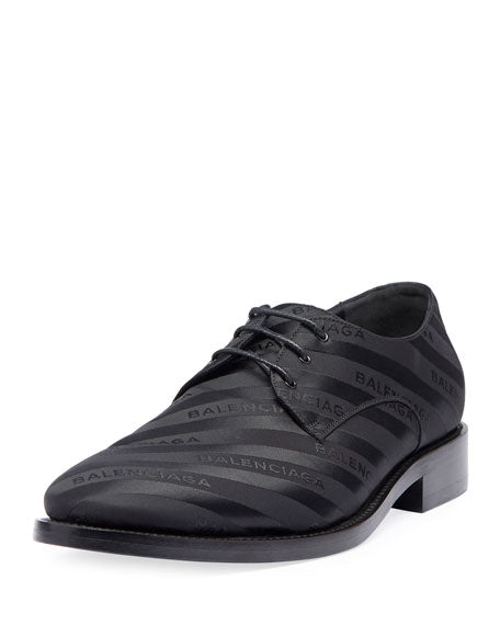 BALENCIAGA STRIPED LACE-UP JACQUARD DERBY MEN&