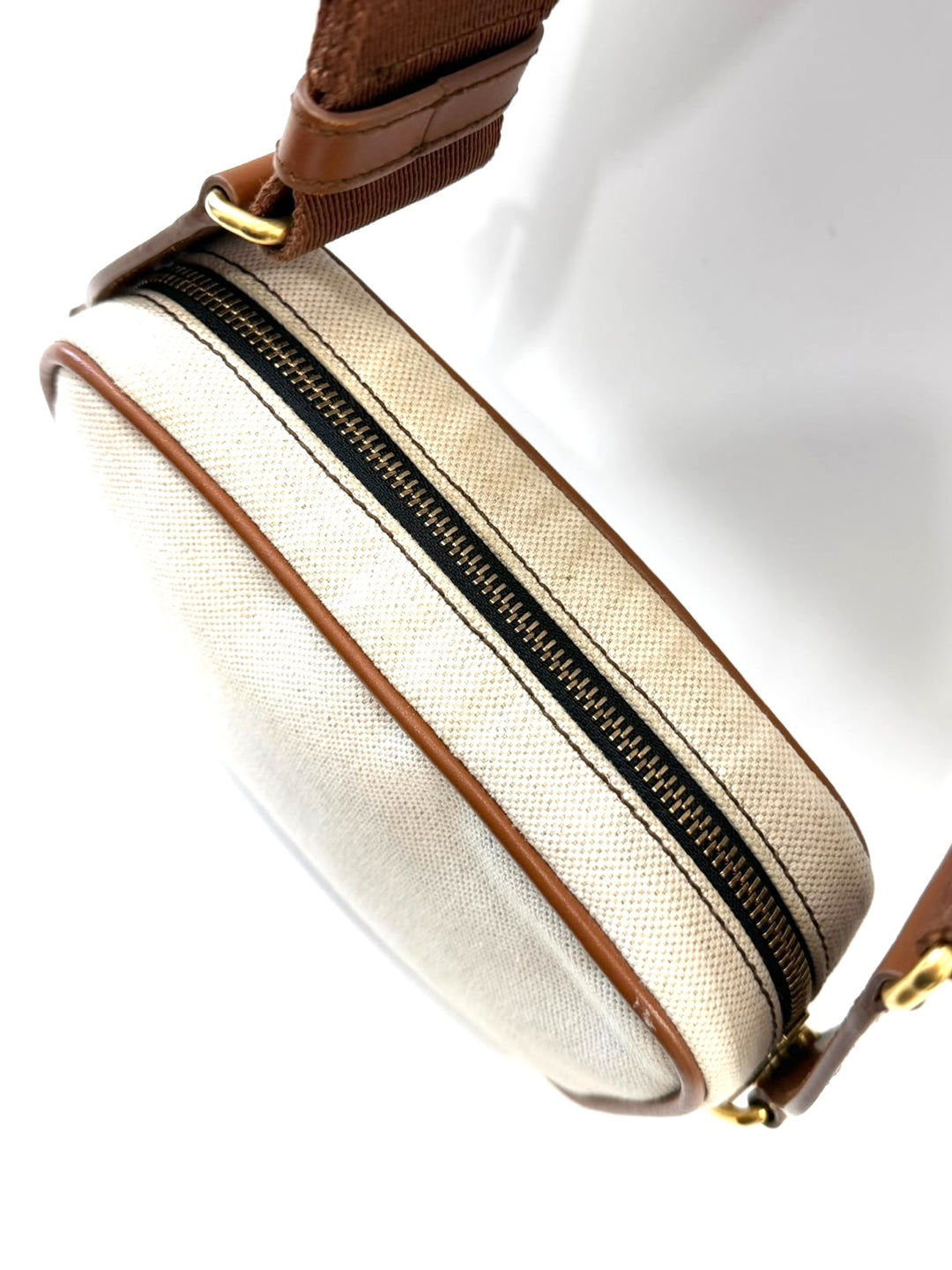 BALMAIN B-ARMY 18 LEATHER TRIMMED CANVAS CAMERA BAG