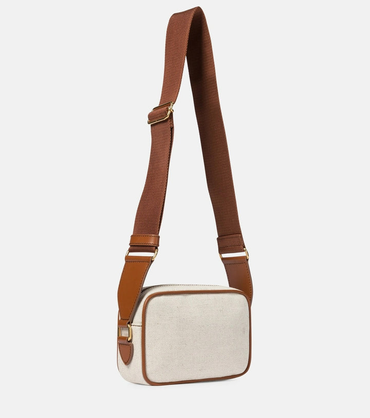 BALMAIN B-ARMY 18 LEATHER TRIMMED CANVAS CAMERA BAG