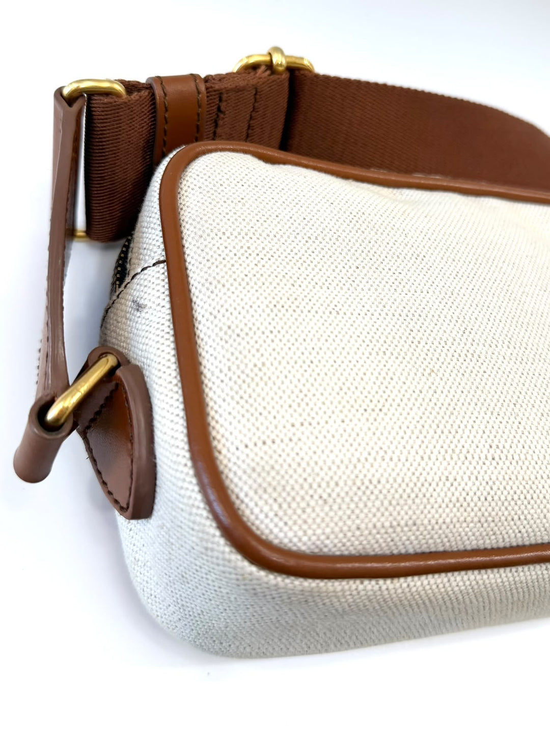 BALMAIN B-ARMY 18 LEATHER TRIMMED CANVAS CAMERA BAG
