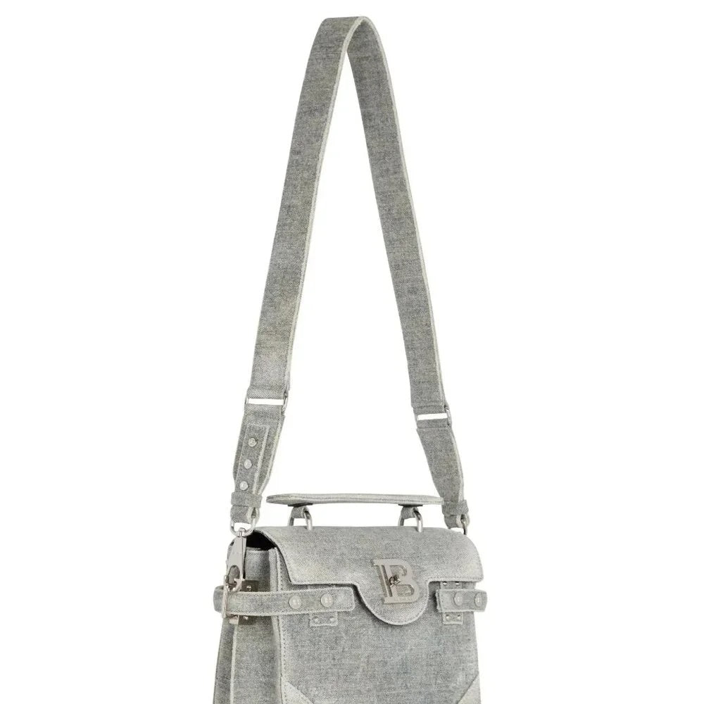 BALMAIN B-BUZZ 23 DENIM CROSSBODY BAG