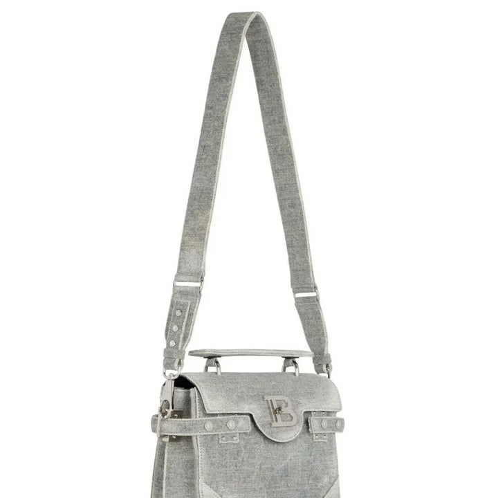 BALMAIN B-BUZZ 23 DENIM CROSSBODY BAG