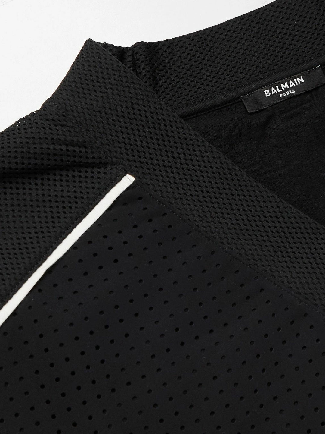 BALMAIN HOCKEY OVERSIZED LOGO APPLIQUED MESH T-SHIRT