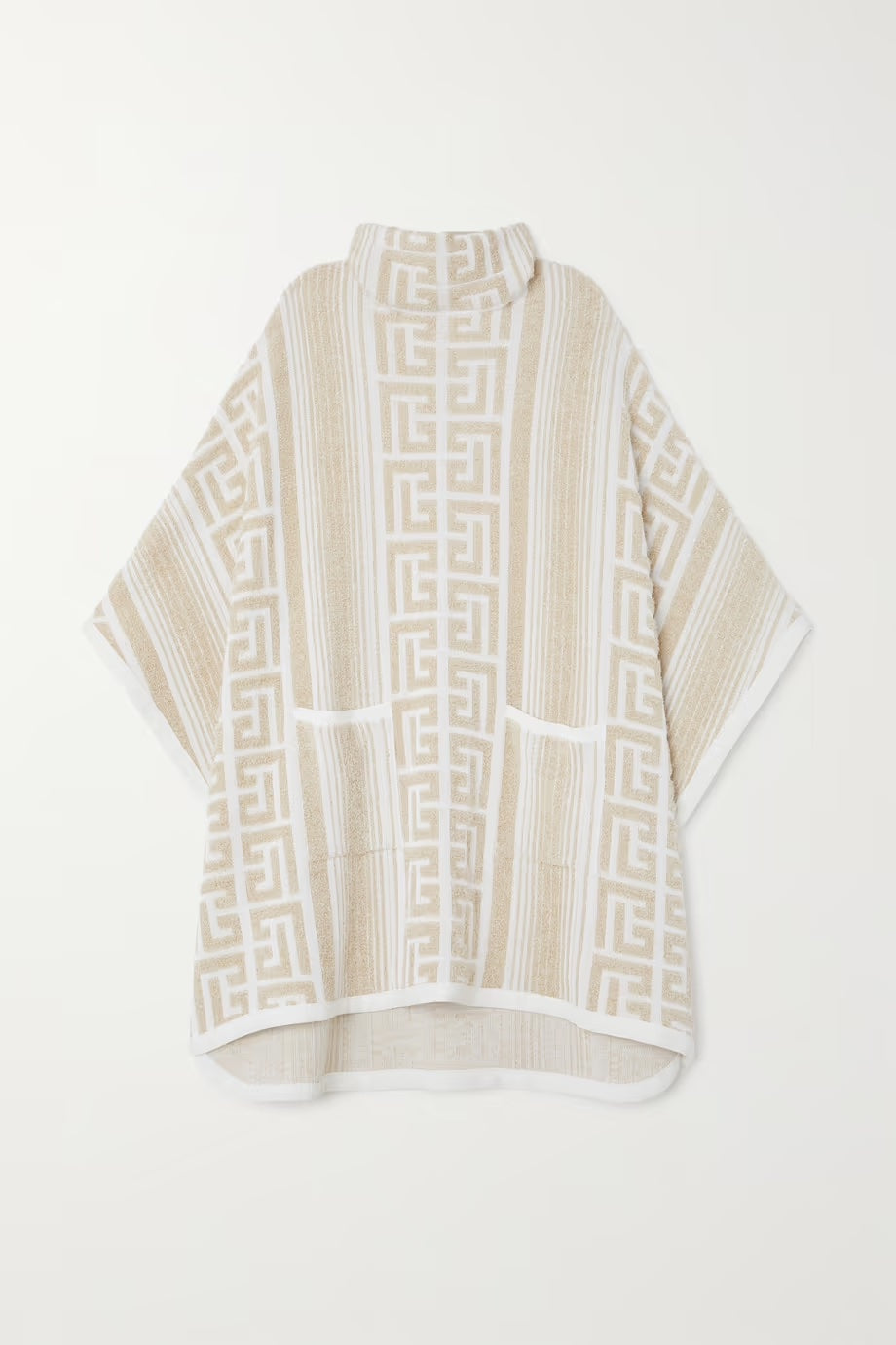 BALMAIN METALLIC JACQUARD KNIT PONCHO