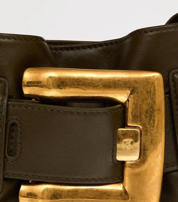 BALMAIN MINI ANTHEM CALFSKIN LEATHER SHOULDER-CLUTCH BAG
