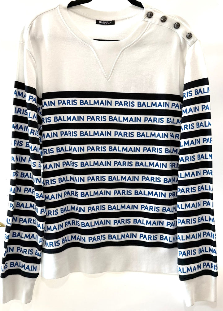 BALMAIN PARIS LOGOMANIA STRIPED LOGO MEN&