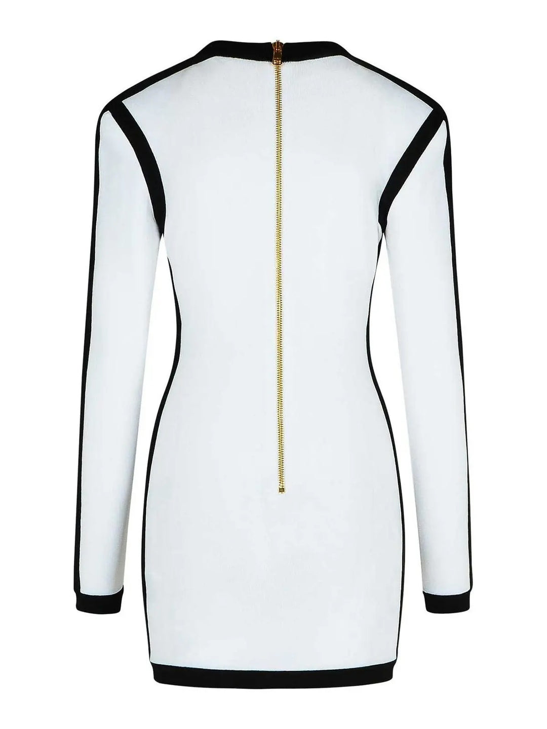 BALMAIN V-NECK BUTTON WRAP BODY-CON MINI DRESS