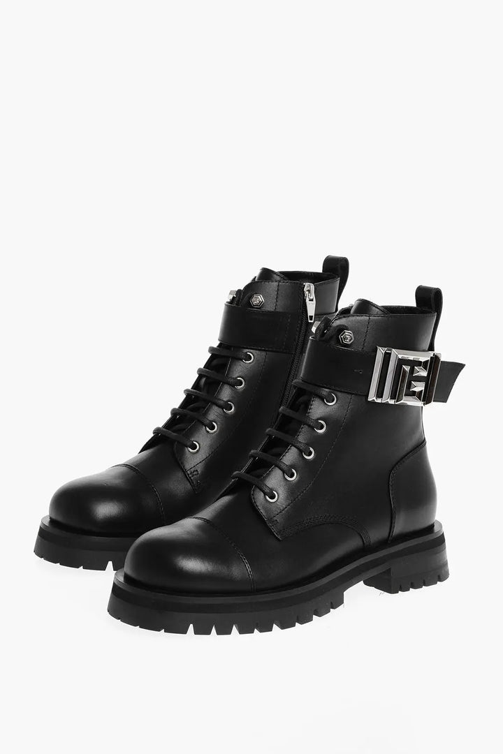 BALMAIN CHARLIE CALFSKIN LEATHER RANGER BOOTS