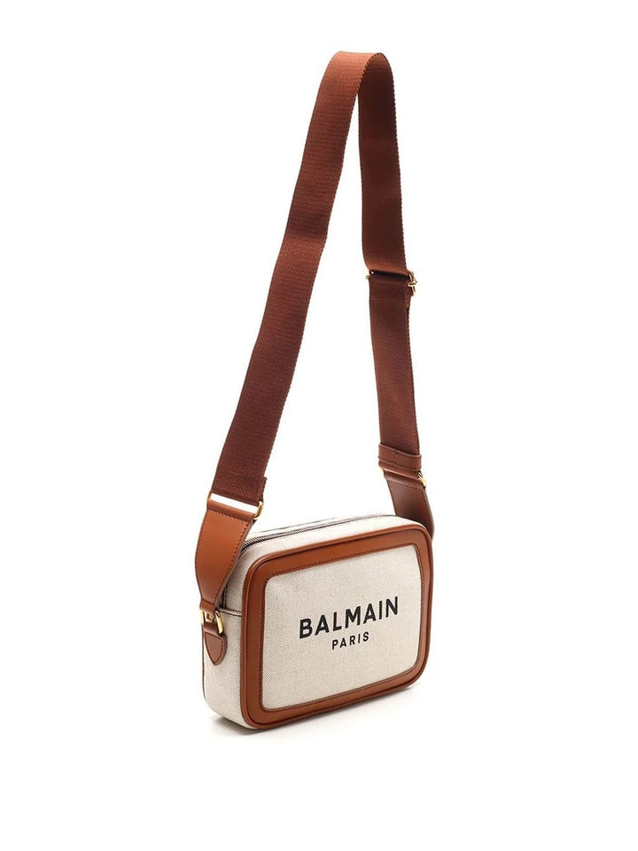 BALMAIN B-ARMY 18 LEATHER TRIMMED CANVAS CAMERA BAG