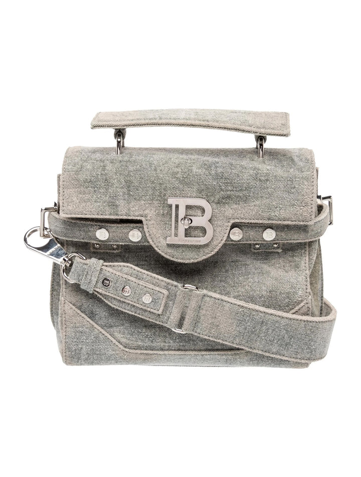BALMAIN B-BUZZ 23 DENIM CROSSBODY BAG