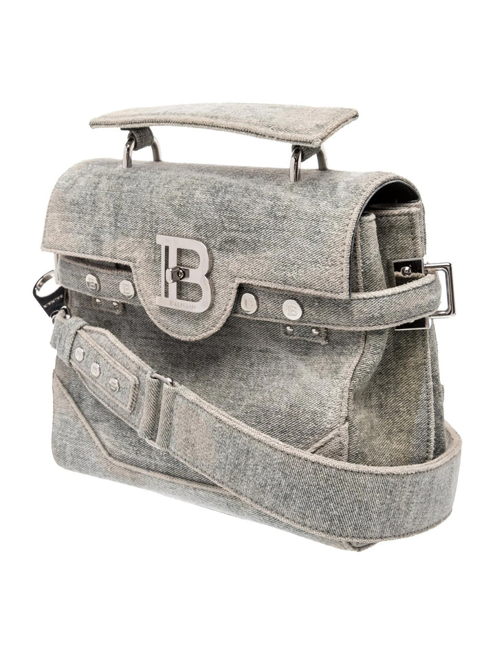 BALMAIN B-BUZZ 23 DENIM CROSSBODY BAG
