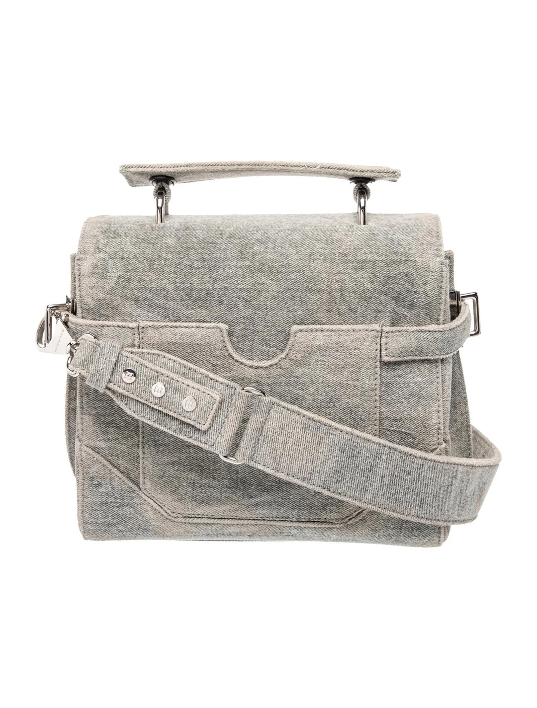 BALMAIN B-BUZZ 23 DENIM CROSSBODY BAG