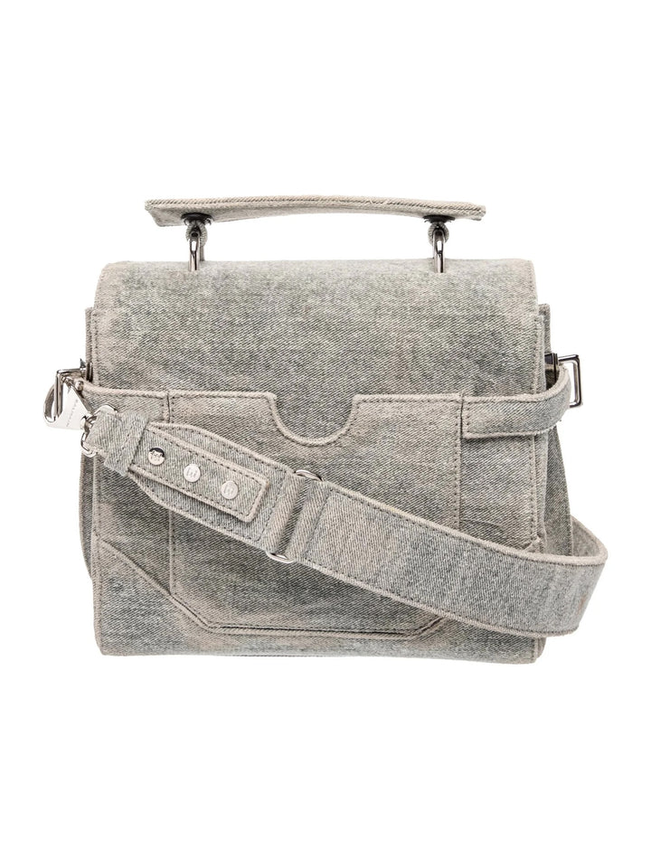 BALMAIN B-BUZZ 23 DENIM CROSSBODY BAG