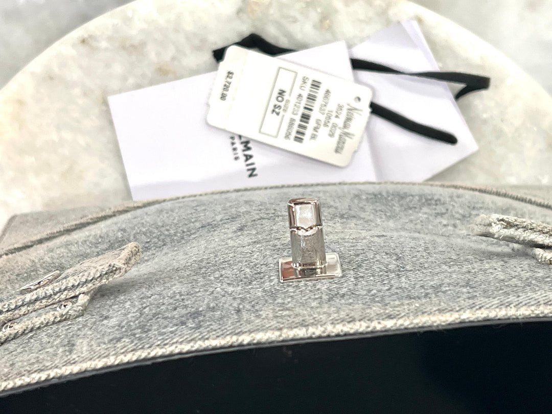 BALMAIN B-BUZZ 23 DENIM CROSSBODY BAG