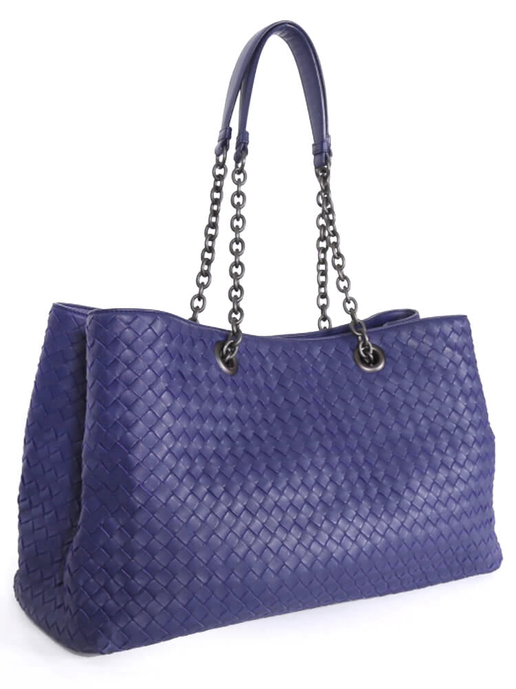 Handbags Bottega Veneta Bottega Veneta Shoulder Bag in Mauve Intrecciato Nappa with Double Chain Straps