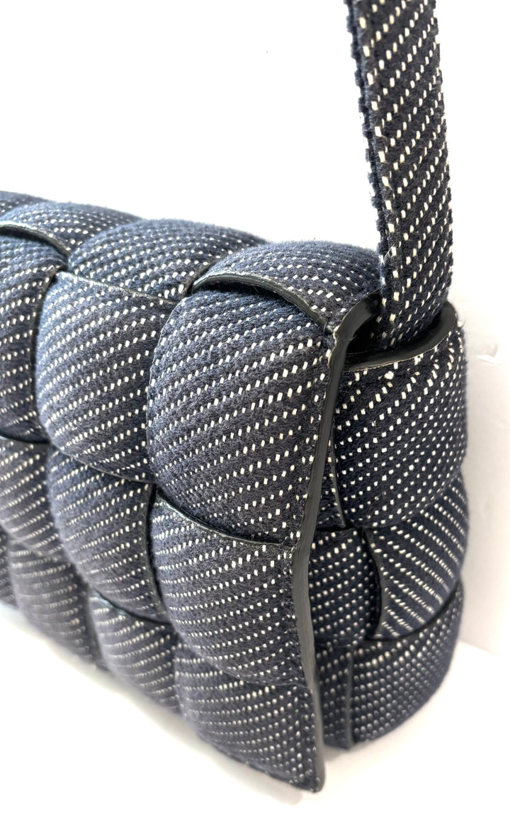 BOTTEGA VENETA DENIM INTRECCIATO PADDED CASSETTE BAG
