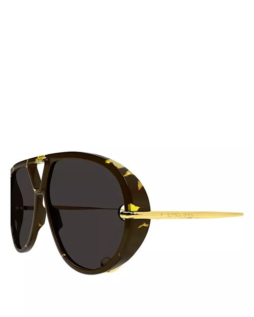 BOTTEGA VENETA DROP TORTOISESHELL ACETATE &amp; METAL AVIATOR SUNGLASSES