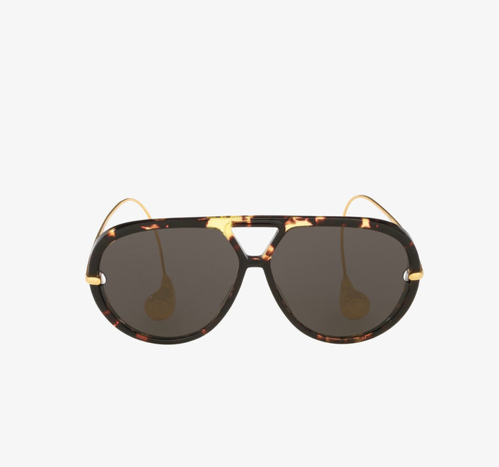 BOTTEGA VENETA DROP TORTOISESHELL ACETATE &amp; METAL AVIATOR SUNGLASSES
