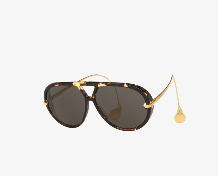 BOTTEGA VENETA DROP TORTOISESHELL ACETATE &amp; METAL AVIATOR SUNGLASSES