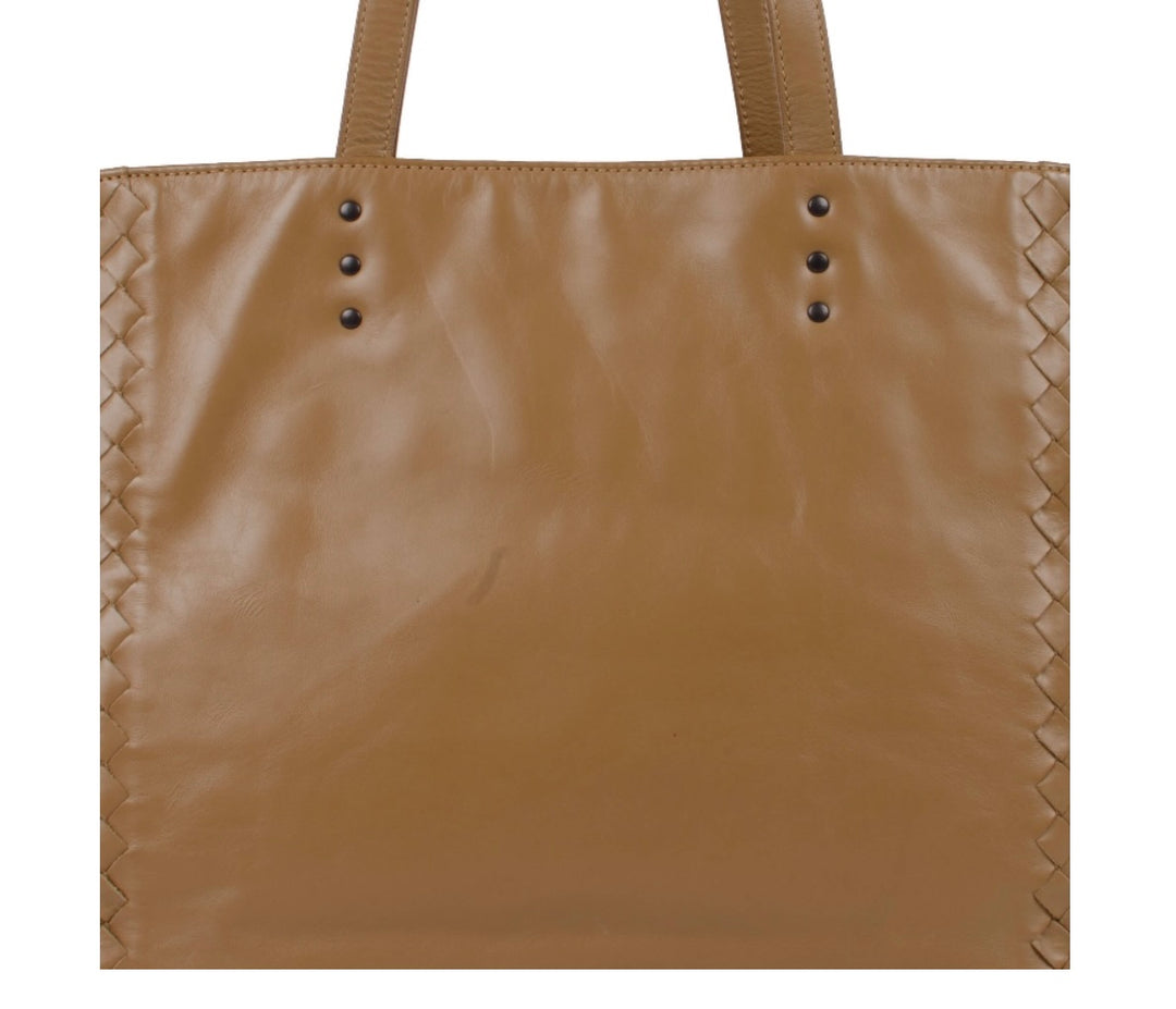 BOTTEGA VENETA INTRECCIATO WOVEN ETOUPE LAMBSKIN TOTE BAG