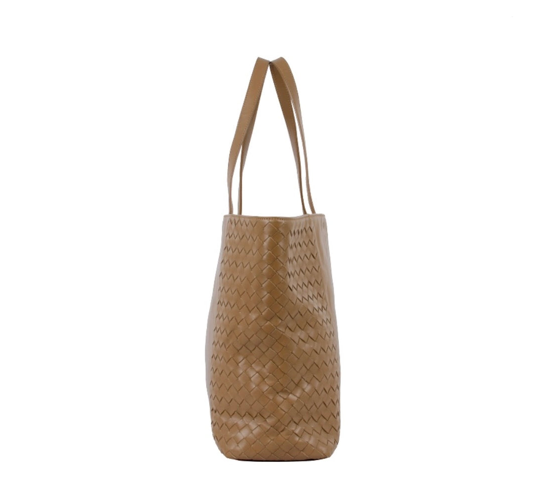 BOTTEGA VENETA INTRECCIATO WOVEN ETOUPE LAMBSKIN TOTE BAG