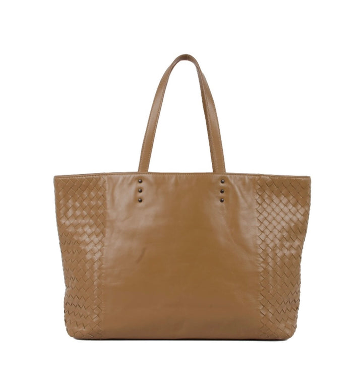 BOTTEGA VENETA INTRECCIATO WOVEN ETOUPE LAMBSKIN TOTE BAG