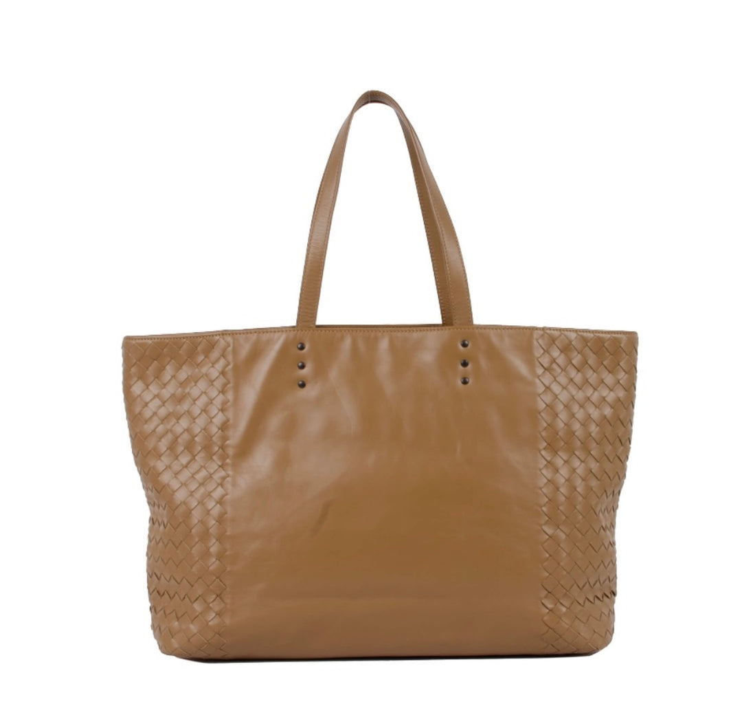 BOTTEGA VENETA INTRECCIATO WOVEN ETOUPE LAMBSKIN TOTE BAG