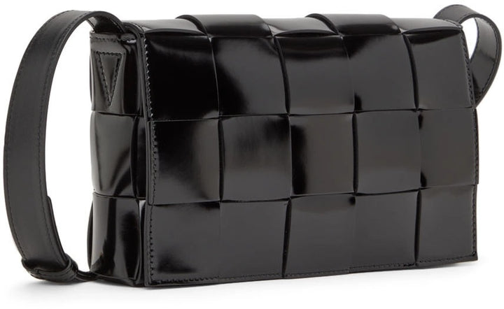BOTTEGA VENETA INTRECCIATO CASSETTE PATENT LEATHER BAG